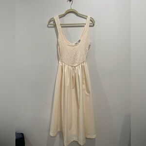 ZARA Smocked Midi Dress – Cream | Size M | New with Tags